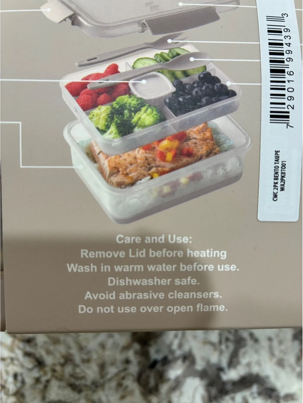 CWC All-in-One Lunch Box 2-Piece Set with Airtight Seal and Locking Clips
